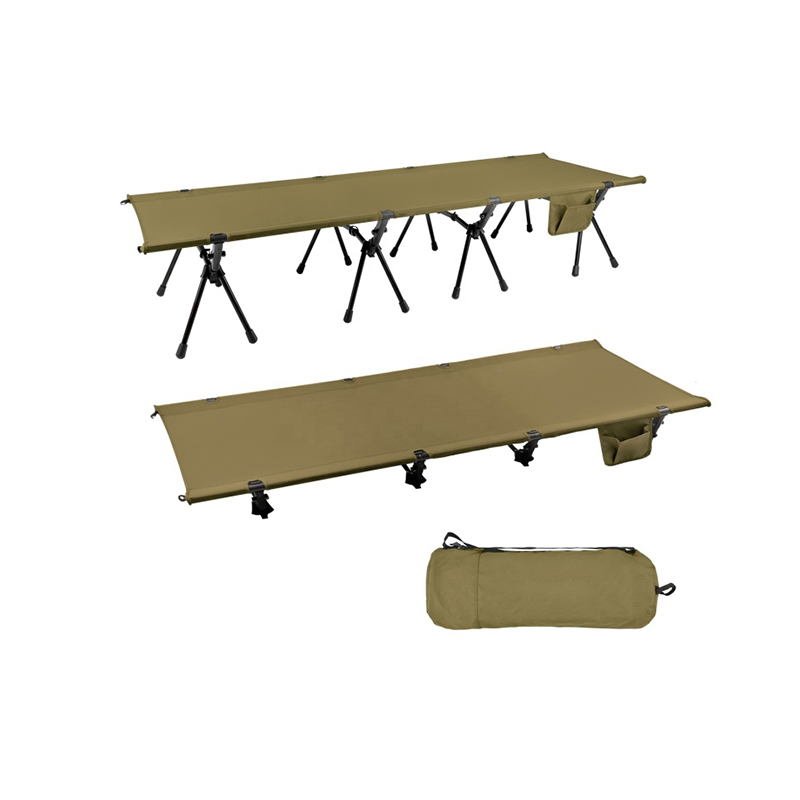 Camping Equipment Travel Cot Folding Bed With Side Pocket