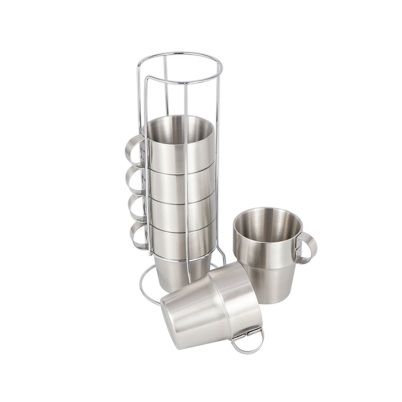 4-6pcs Outdoor Stainless Steel Double-layer Cup Set