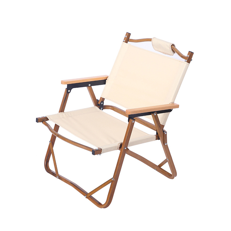 Outdoor Aluminum Camping Folding Chair Wood Grain